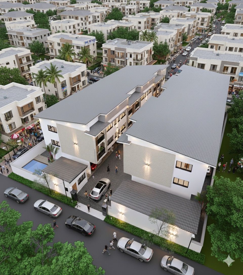 Aerial view of the private gated Liora estate